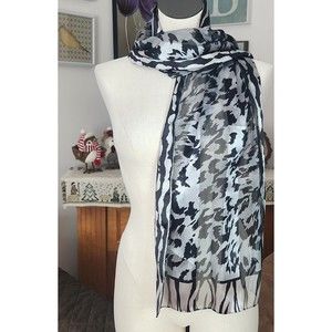 Womens Contrasting Animal Print Sheer Rectangle Scarf
